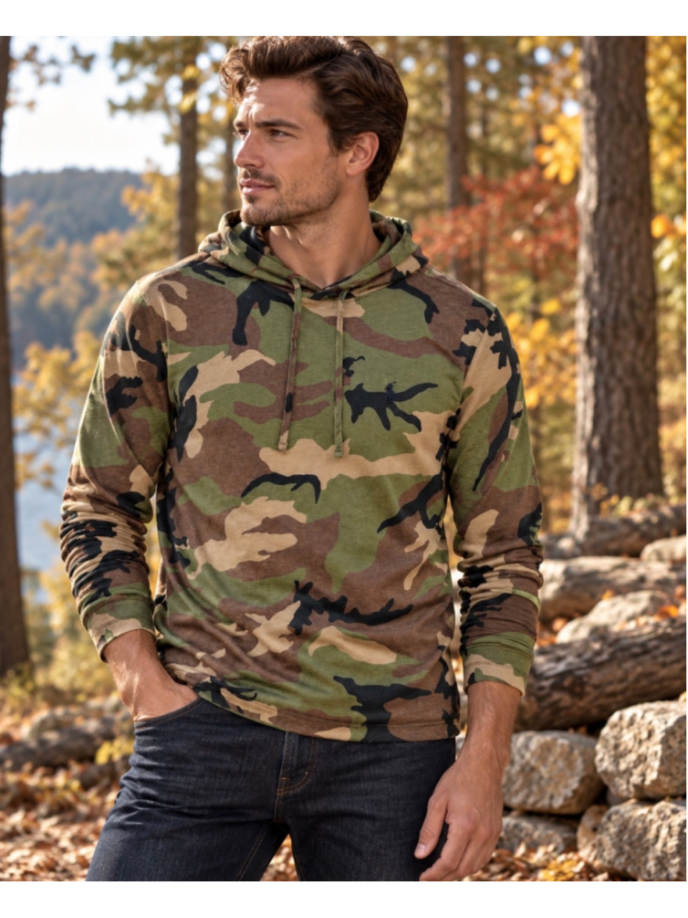 Polo Ralph Lauren Men’s Small Camo Hooded Shirt Long Sleeve Pony Logo
